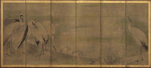 Cranes and chrysanthemums