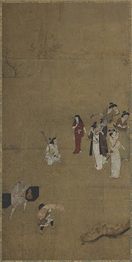 A picnic party: musicians and attendants
