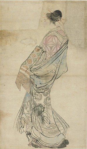 Walking figure of a courtesan