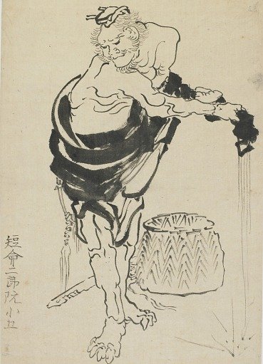 Man wringing out his robe