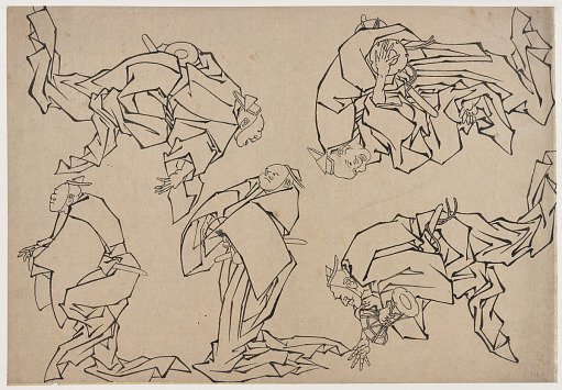 Five musicians playing drums