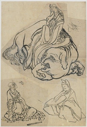 Preparatory sketch for <em>The Courtesan Eguchi as the Bodhisattva Fugen and the Monk Saigyo</em>
