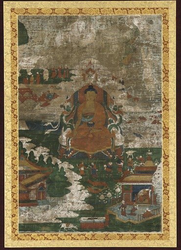 Sakyamuni enthroned; and biographical scenes