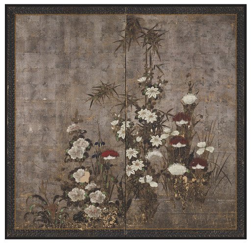 Poppies, hollyhocks, bamboos and other plants
