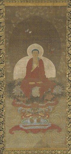 Buddha enthroned on a mat of kusa grass