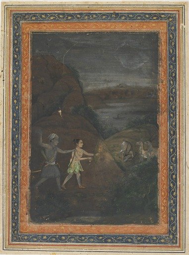 Bhils hunting deer at night