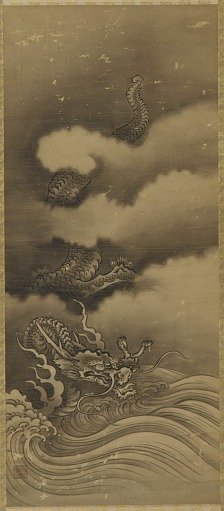 Dragon and waves