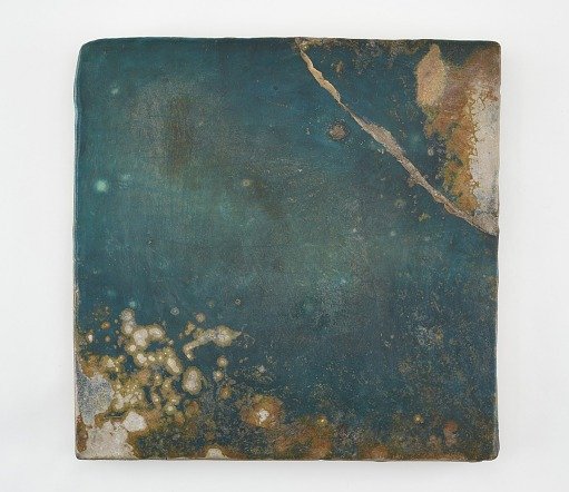 Tile, large square. Broken corner rejoined