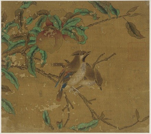 Birds and peaches