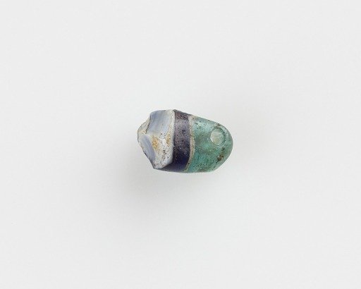 Bead, fragmentary; Translucent green and purple