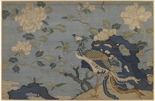Phoenix among rocks and flowers