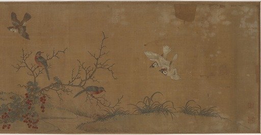 Rabbits, birds, and flowers