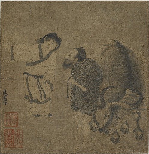 Two men and a water-buffalo