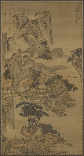 Retirement on the river, in the style of Li Tang