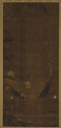 Herons, lotus, and bamboo