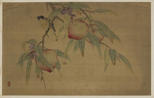 Bird, fruit, and flowers