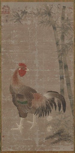 A cock and bamboos