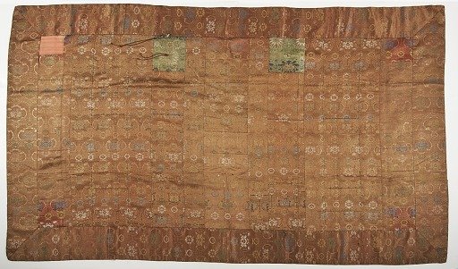 Silk brocade. A Buddhist monk's robe, patched: Kesa
