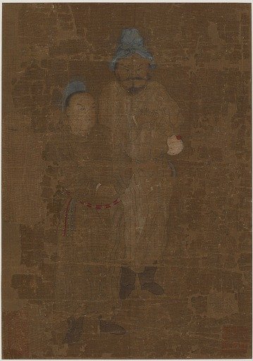 Two male figures, standing