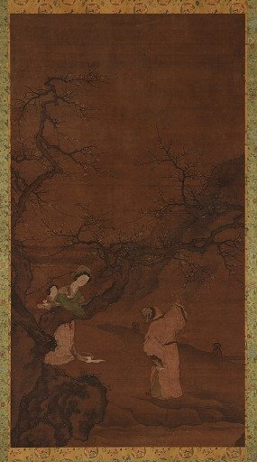 Man and woman enjoying plum blossoms