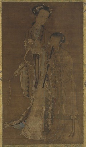 Courtesans with fan and flute
