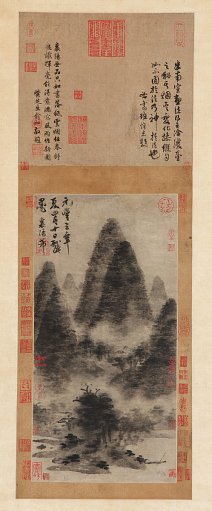 Landscape: mountain peaks and valley