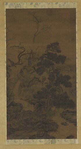 Rocks, trees, brook, and hawks
