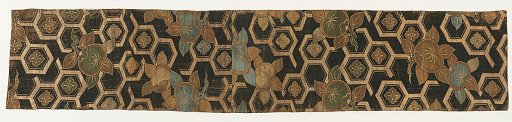 Brocade, silk. A long strip: Kesa