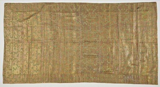 Brocade, silk. A Buddhist monk's robe, patched. Kesa