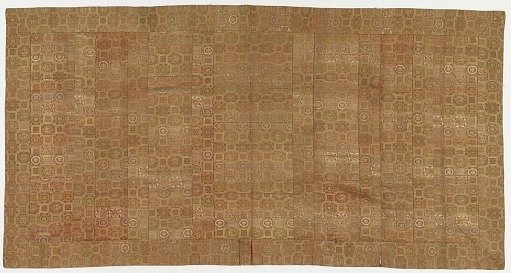 Brocade, silk. A Buddhist monk's robe; patched; kesa