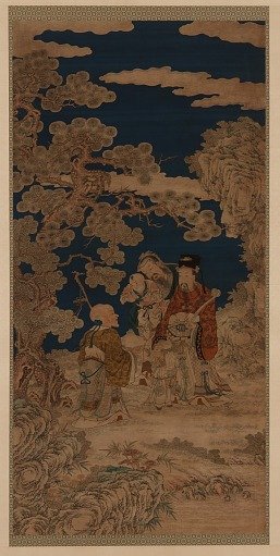 Weft-woven tapestry (kesi): Three Star Gods and Joy Personified as Two Children
