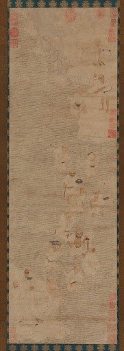 Eighteen luohans crossing a river