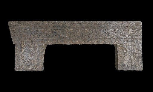 Double lintel: decorated with floral and other designs in low relief and incised work