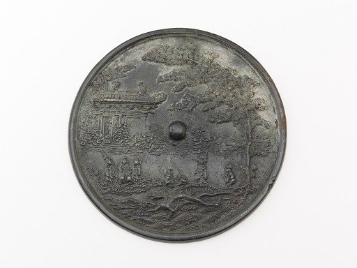 Mirror with dragon, cassia tree, and pavilion design