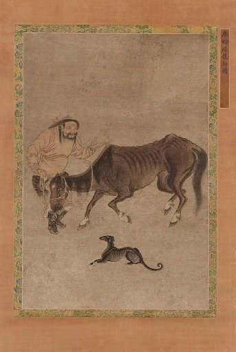 A tatar, a lean horse, and a dog