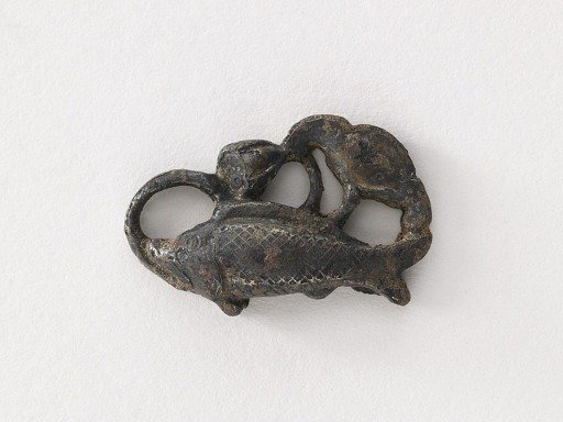 Ornament: fish, lotus leaf, and lotus seed pod (pair with F1917.583)