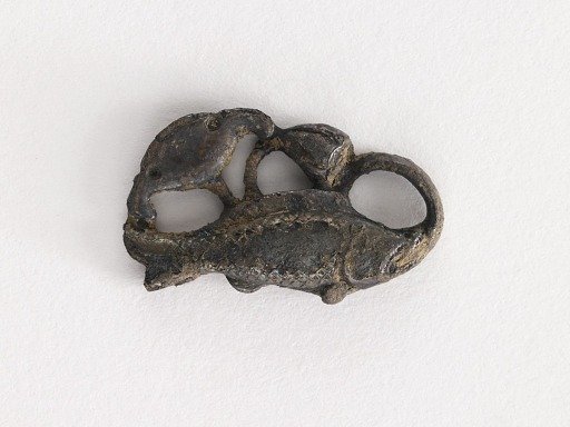 Ornament: fish, lotus leaf, and lotus seed pod (pair with F1917.582)