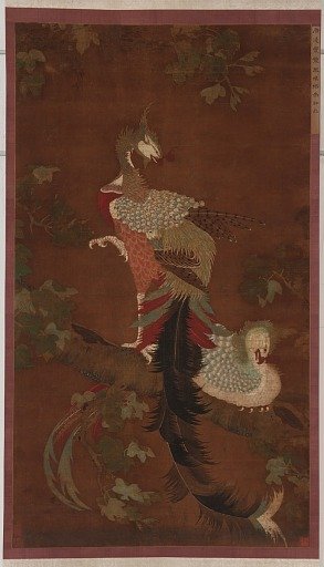 Pair of phoenixes on a firmiana tree