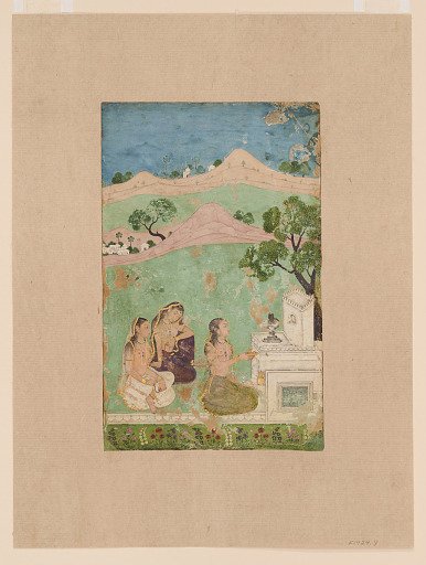Bhairavi Ragini (a musical mode): three figures before a shrine
