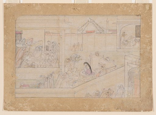 Wedding Preparations: folio from a Nala-Damayanti series
