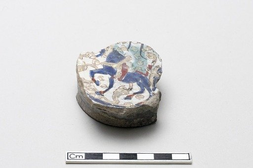 Fragment with partial image of a rider