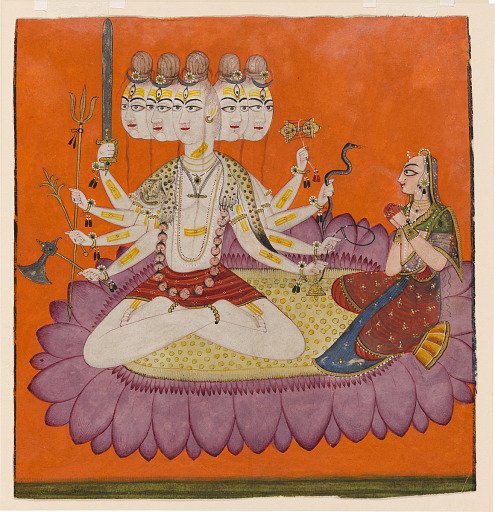 Sadashiva worshipped by Parvati