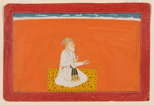The sage-physician Dhanvantari, folio from the “Sixth” <em>Bhagavata Purana</em> series, also known as the “small” Guler-Basohli series