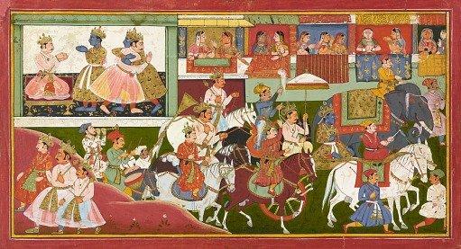 Krishna bids farewell, folio from a <em>Bhagavata Purana</em>