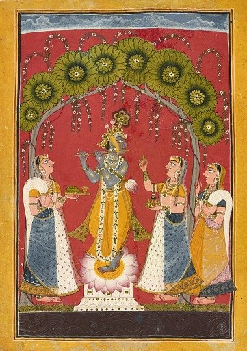 Krishna fluting, folio from a Dasavatar series
