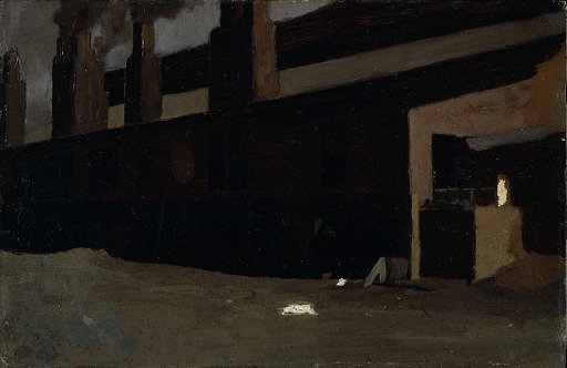 Factory--Study for "Ironworkers, Noontime"/Verso: Still Life with Orange