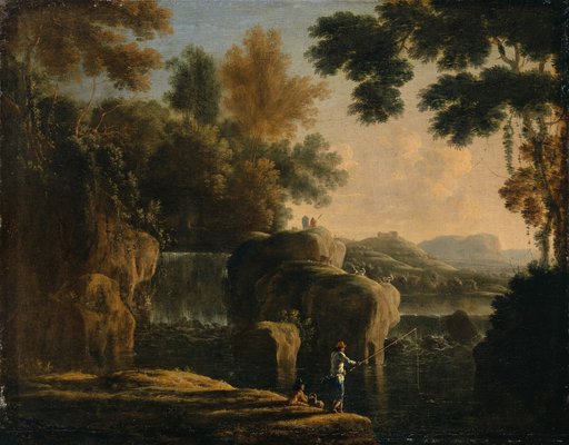 Waterfall with Fishermen