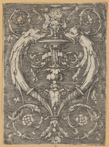 Grotesque Ornament with Two Dolphins