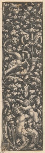 Grotesque Ornament with a Shield-Bearing Sphinx (Vertical Filling)