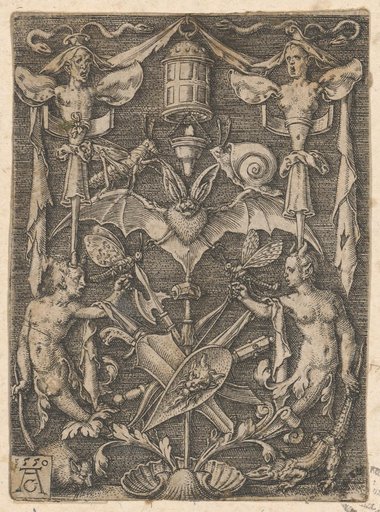 Grotesque Ornament with a Bat and Trophies